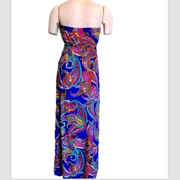 Banana Republic Strapless Maxi Dress BOHO Hippie Sz 4 Colorful Paisley #256A - Picture 3 of 6